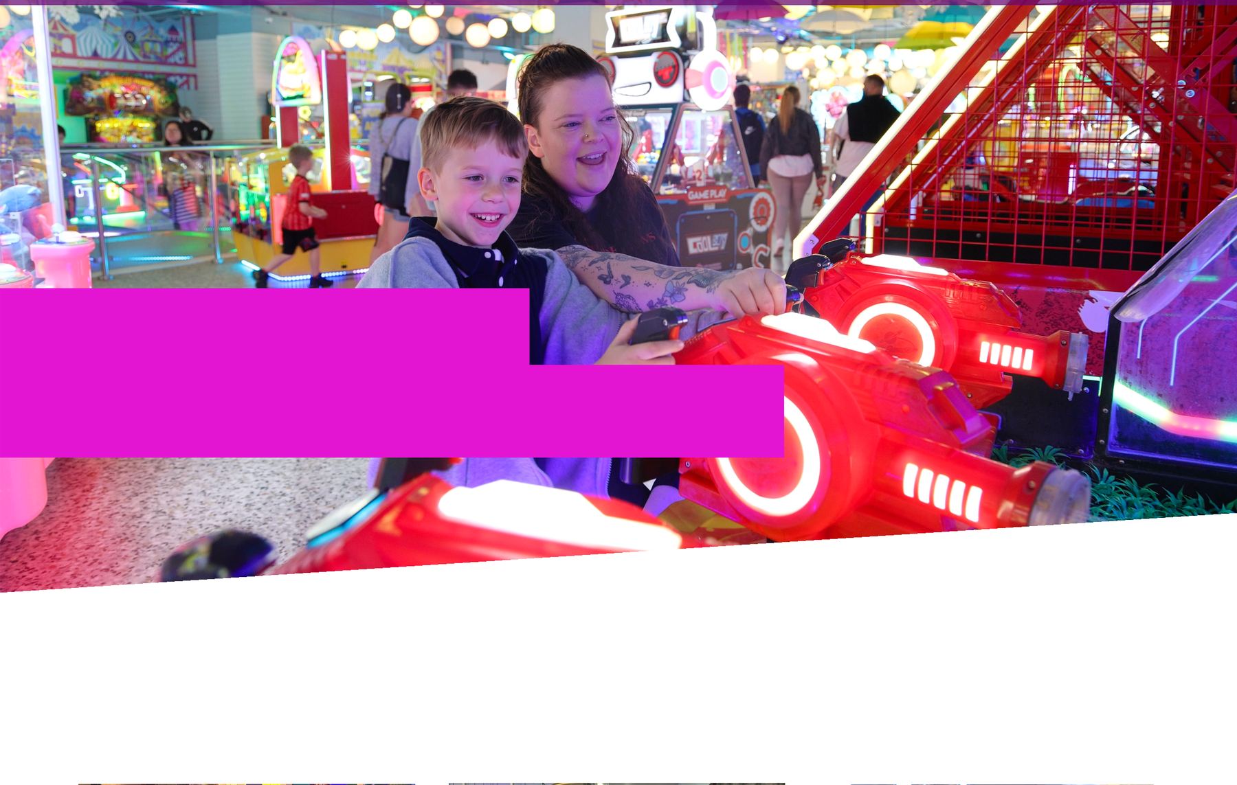 Family enjoying the arcade at Blackpool Amusements