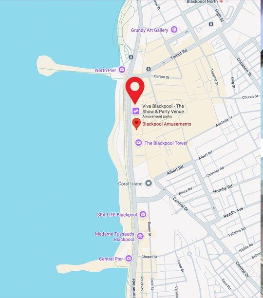 Map location of Blackpool Amusements