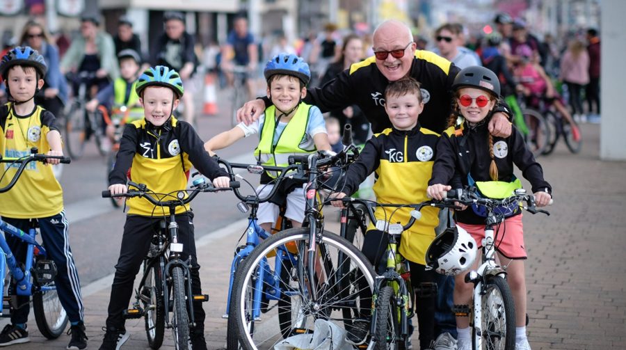 Cyclists gathering for Ride The Lights Blackpool