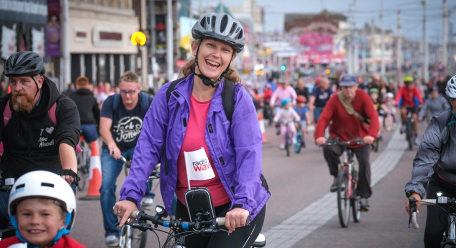 Family cycling on the Promenade for Ride The Lights
